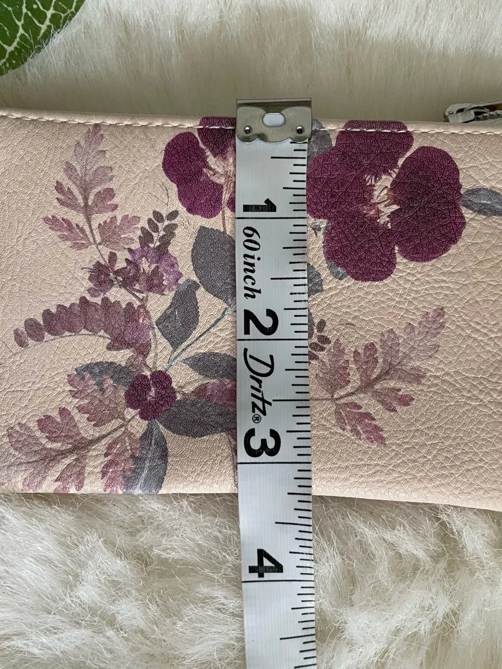 Floral Coin Purse Key Pouch Mini Wallet Pink Vegan Leather